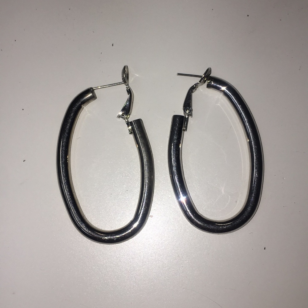 Silver tone hoops